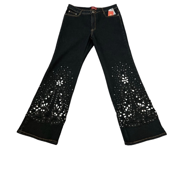 AZITA Denim - AZITA Jeans Bootcut Flare Embellished Bling Dark Wash Western Jeans. SZ: 12